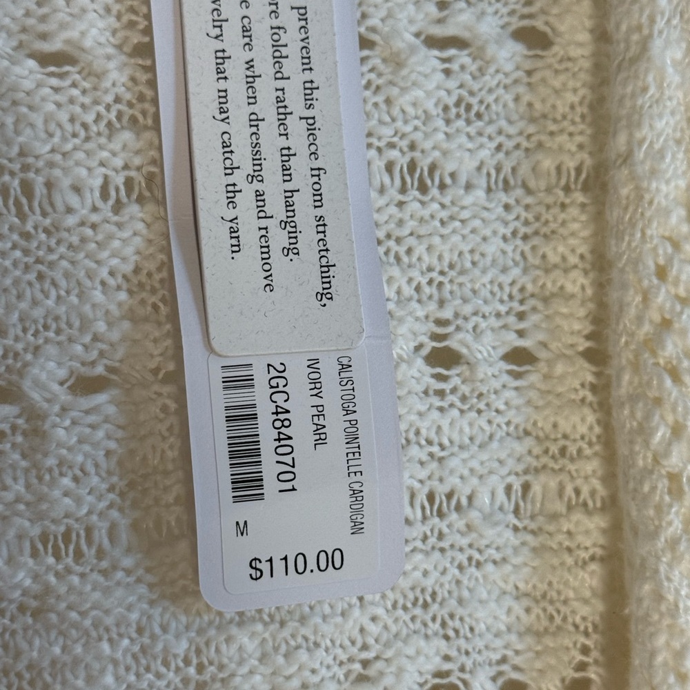 Soft Surroundings Calistoga Pointelle Cardigan Ivory Pearl M - Picture 7 of 9